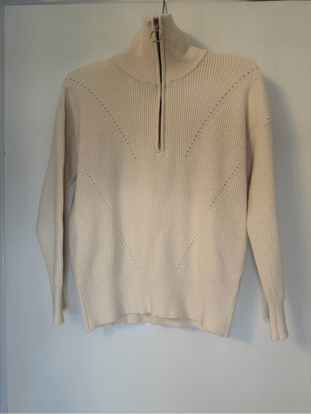 Cyrus Cream Half-Zip Ribbed Sweater